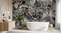 Papier peint panoramique mural Mystic Marble à motif abstrait de fluides organiques