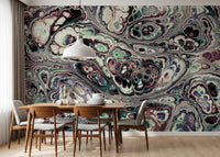 Papier peint panoramique mural Mystic Marble à motif abstrait de fluides organiques