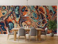 Papier peint panoramique abstrait en marbre « feu océanique »