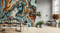 Murale da parete astratto con spirali di marmo liquido