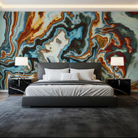 Murale da parete astratto con spirali di marmo liquido
