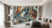 Murale da parete astratto con spirali di marmo liquido