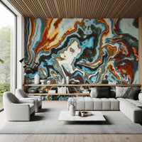 Murale da parete astratto con spirali di marmo liquido