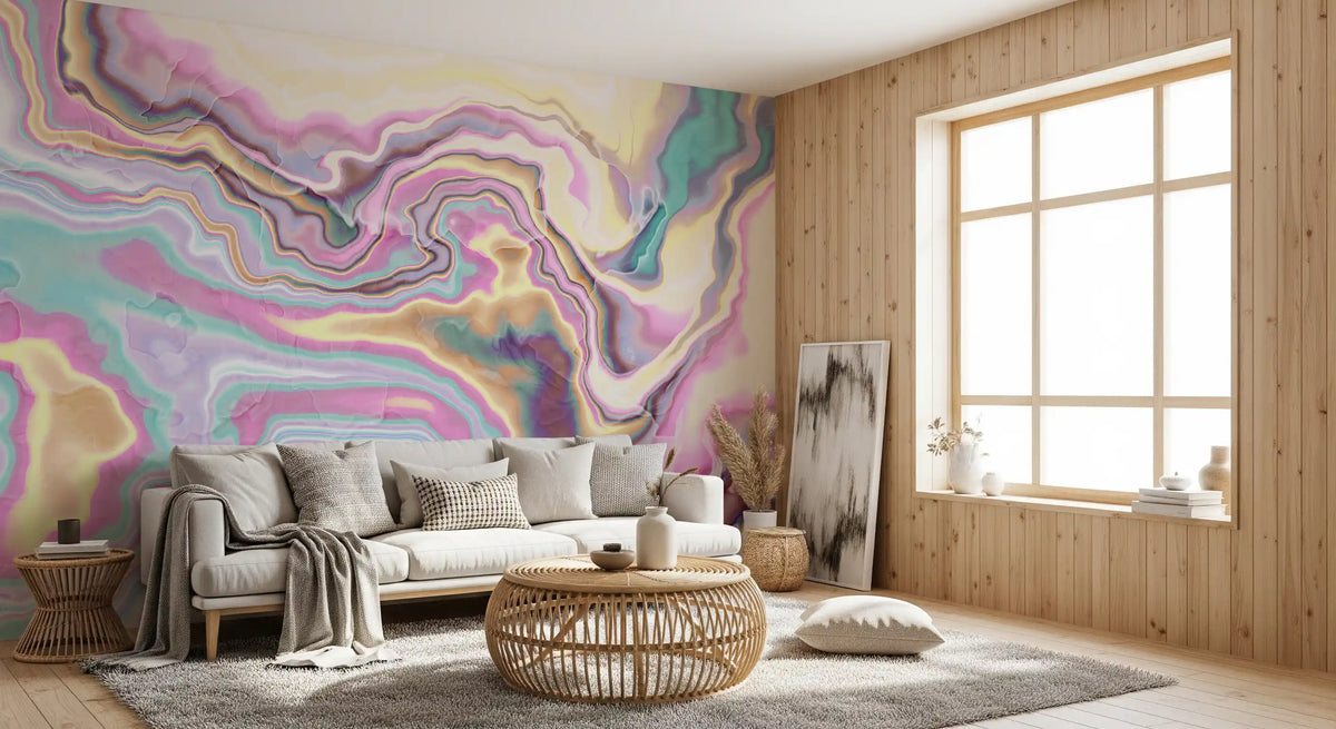 Murale da parete con volute marmorizzate cangianti