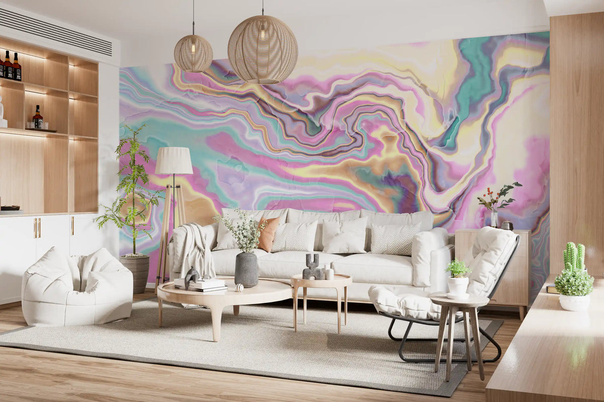 Murale da parete con volute marmorizzate cangianti