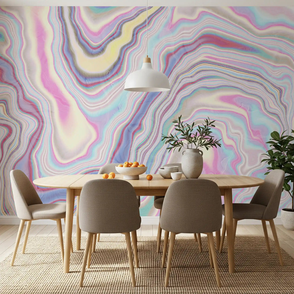Murale da parete con texture marmorizzata a onde olografiche