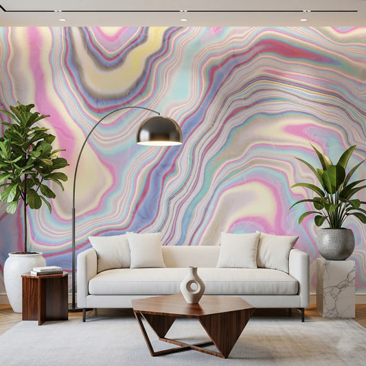 Holographic Marble Wave Texture Wall Mural