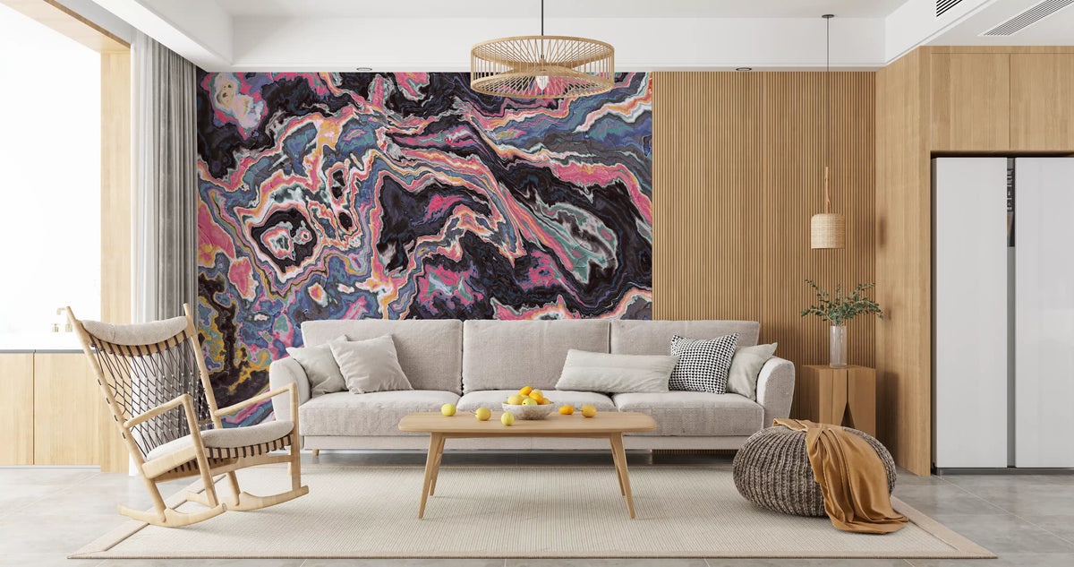 Murale da parete con effetto marmo fluido dai colori vivaci