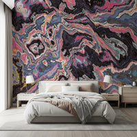 Murale da parete con effetto marmo fluido dai colori vivaci