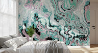 Mural de pared abstracto con remolinos de mármol en tonos pastel