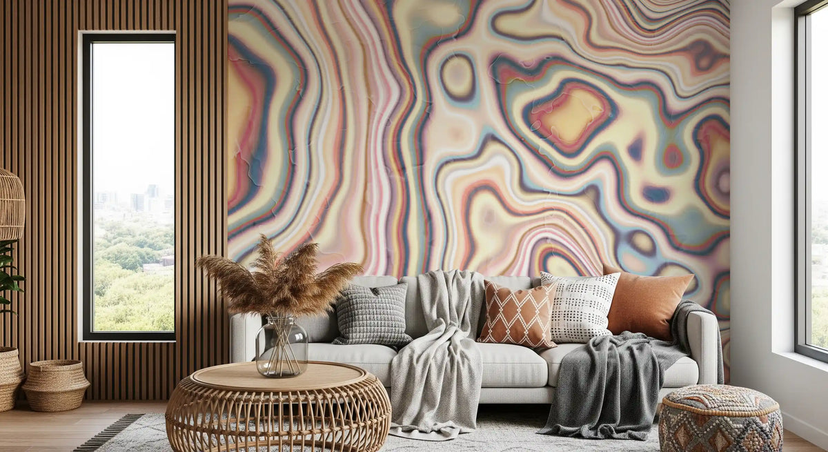 Abstraktes Wandbild mit Marmorfluss