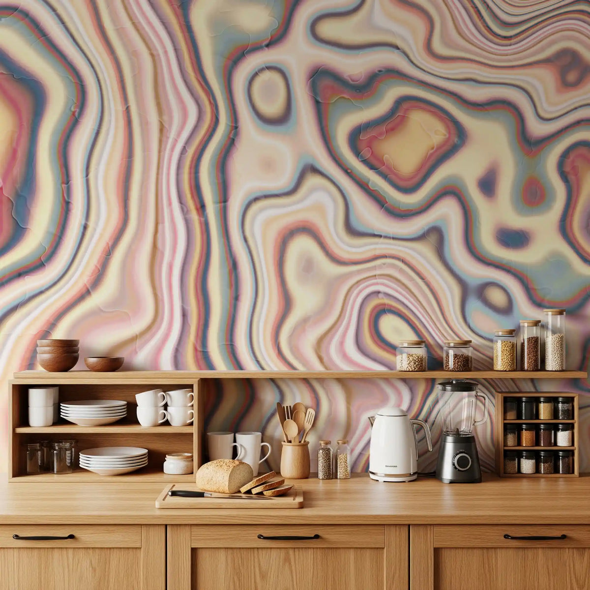 Abstraktes Wandbild mit Marmorfluss