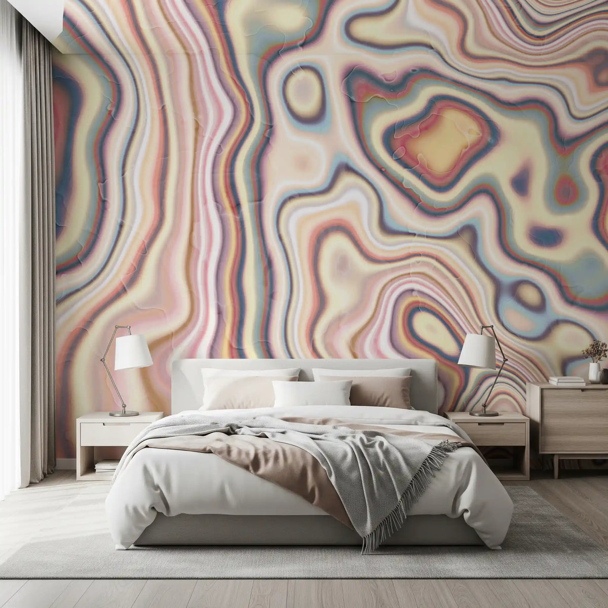 Abstraktes Wandbild mit Marmorfluss