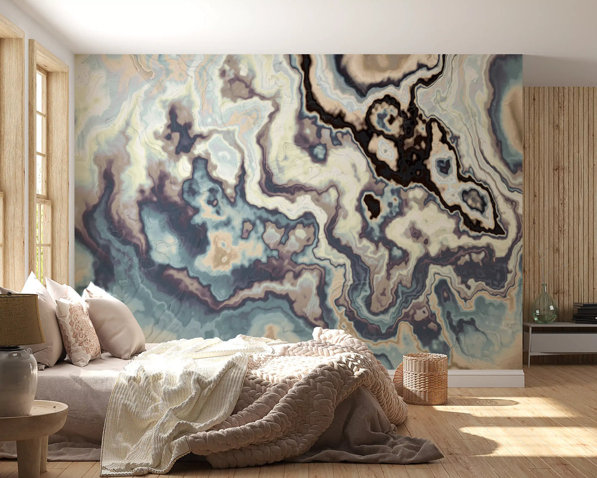 Wandbild mit ätherisch fließenden Marmorschlieren