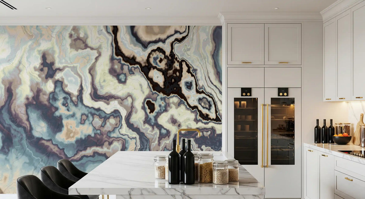 Wandbild mit ätherisch fließenden Marmorschlieren