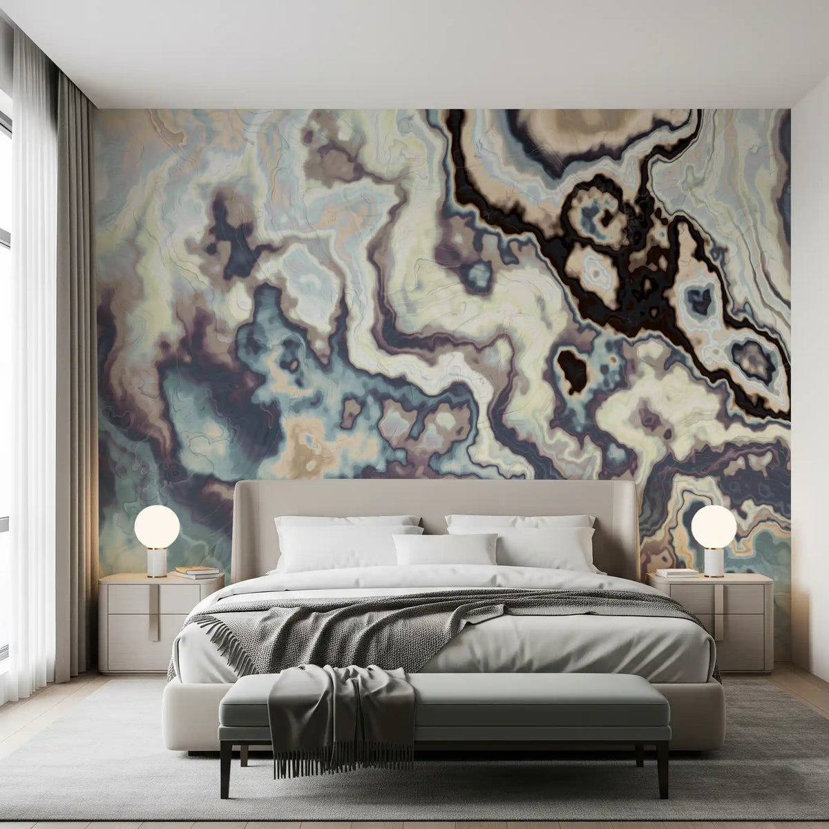 Wandbild mit ätherisch fließenden Marmorschlieren