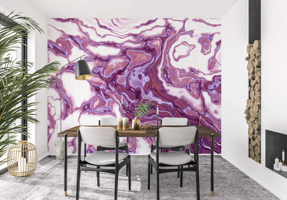 Violette marmerstroming-vloeibare kunstmuurdecoratie