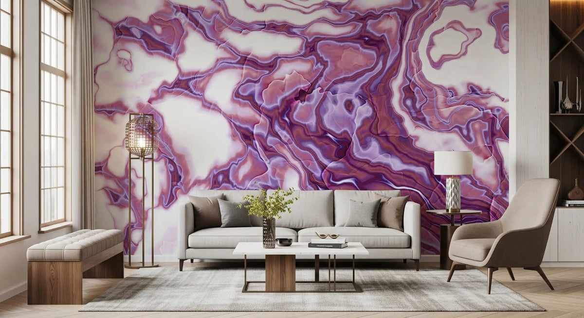 Violette marmerstroming-vloeibare kunstmuurdecoratie