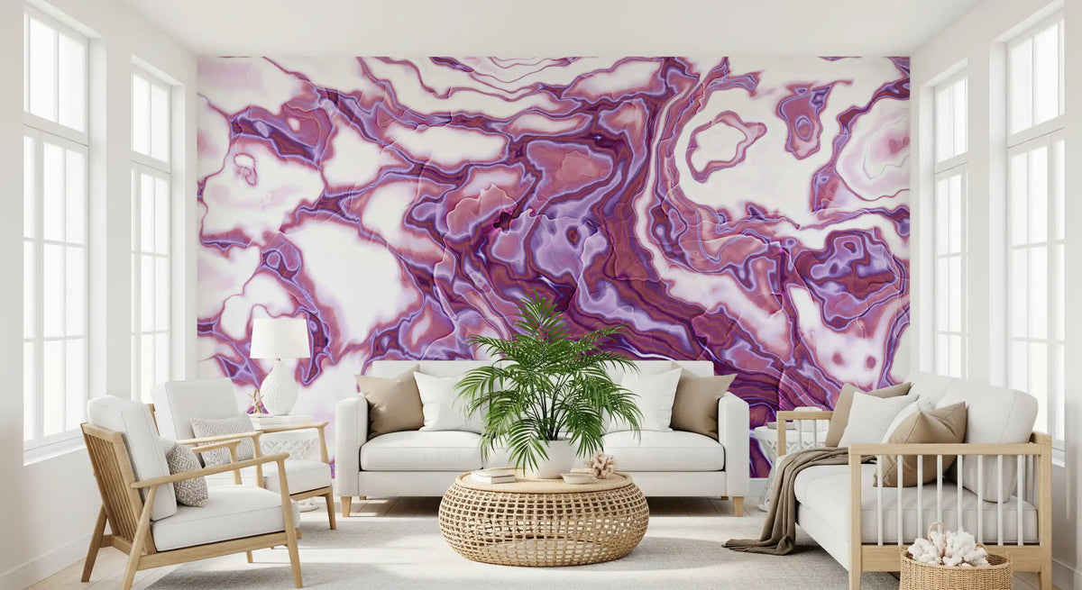 Violette marmerstroming-vloeibare kunstmuurdecoratie