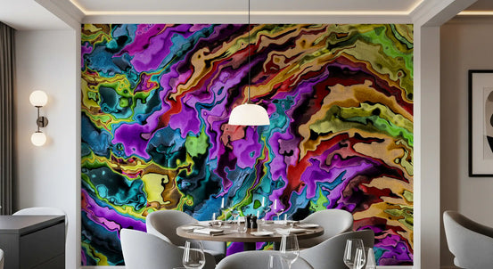 Papier peint panoramique abstrait aux tourbillons liquides éclatants