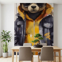 Cool Aviator Bear in Hoodie Wall Mural