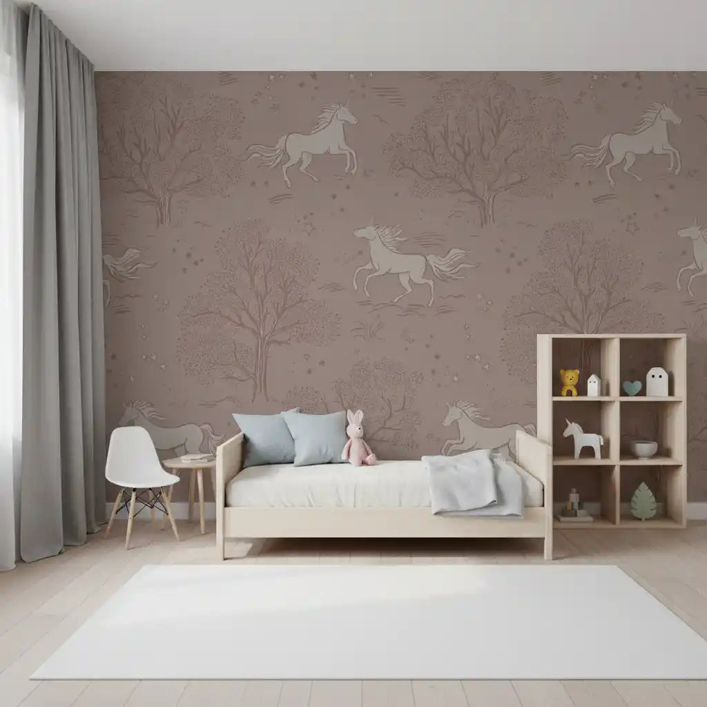 Magisches Einhorn-Traumland – Wandbild „Misty Rose“