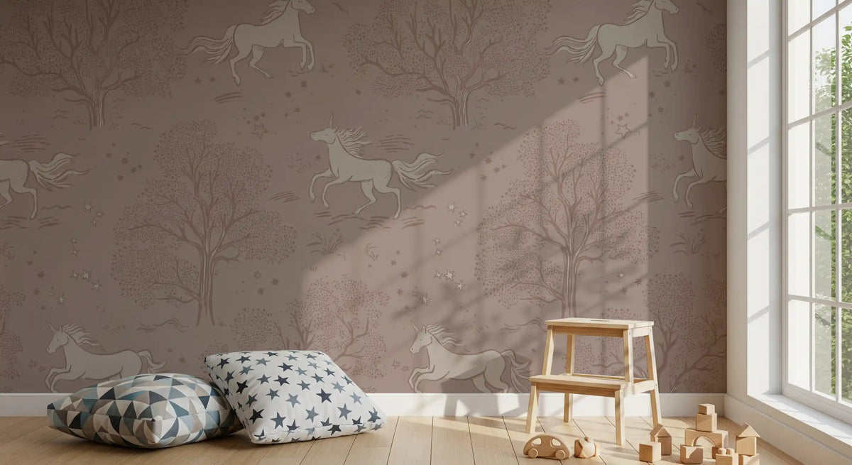 Magisches Einhorn-Traumland – Wandbild „Misty Rose“