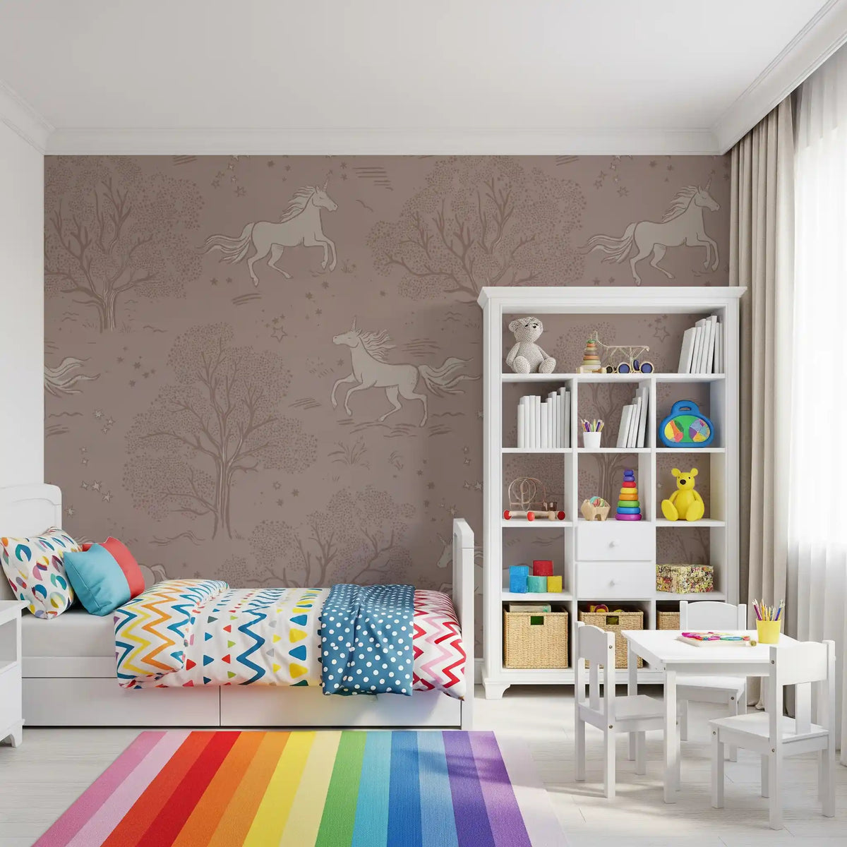 Magisches Einhorn-Traumland – Wandbild „Misty Rose“