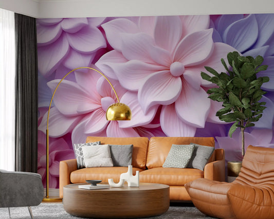 Soft Pastel 3d Flowers Wall Mural