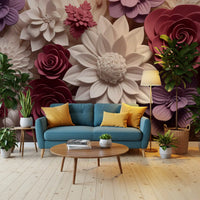 3D-Wandbild mit Blumenblüten