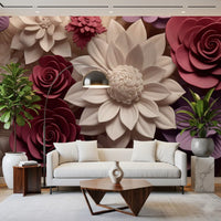 3D-Wandbild mit Blumenblüten