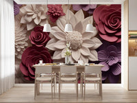 3D-Wandbild mit Blumenblüten