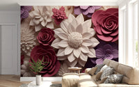 3D-Wandbild mit Blumenblüten