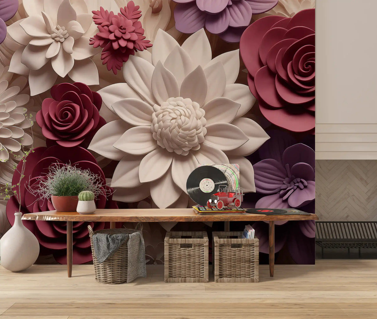 3D-Wandbild mit Blumenblüten