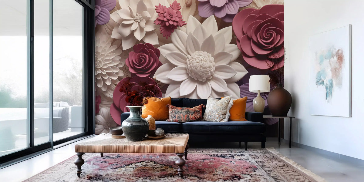3D-Wandbild mit Blumenblüten