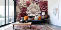 3D-Wandbild mit Blumenblüten
