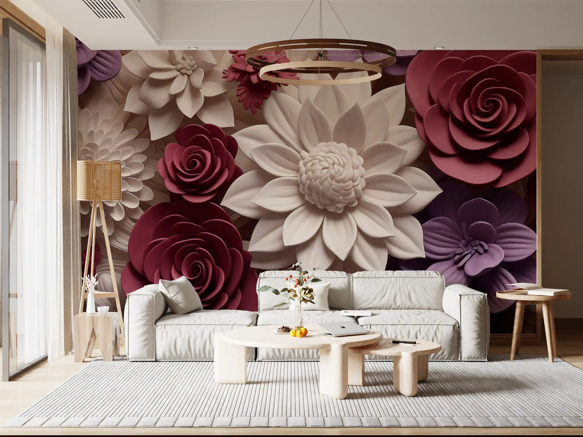 3D-Wandbild mit Blumenblüten