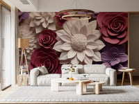 3D-Wandbild mit Blumenblüten