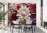 3D-Wandbild mit Blumenblüten