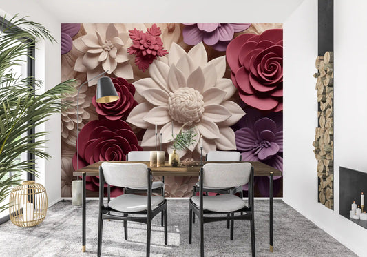 3D-Wandbild mit Blumenblüten