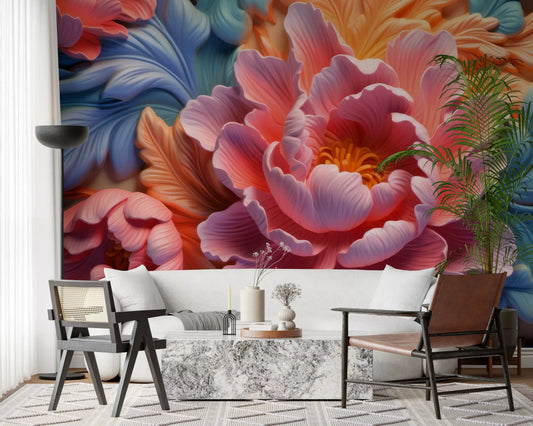 Wandbild „Blush Peony Sculptural Flow“