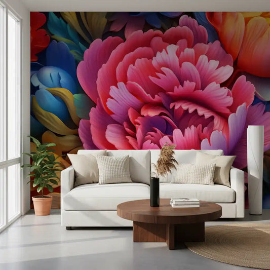 Wandbild „Leuchtende Pfingstrosengarten-Blütenblätter“