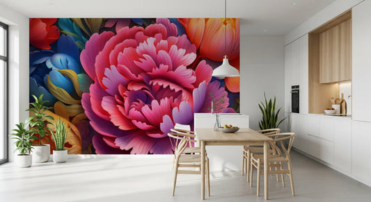 Wandbild „Leuchtende Pfingstrosengarten-Blütenblätter“