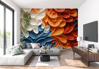Papier peint panoramique mural artistique aux vagues tourbillonnantes et vibrantes