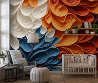 Papier peint panoramique mural artistique aux vagues tourbillonnantes et vibrantes
