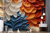 Papier peint panoramique mural artistique aux vagues tourbillonnantes et vibrantes