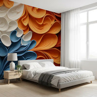 Papier peint panoramique mural artistique aux vagues tourbillonnantes et vibrantes