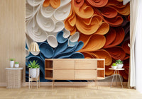 Papier peint panoramique mural artistique aux vagues tourbillonnantes et vibrantes