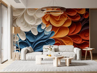 Papier peint panoramique mural artistique aux vagues tourbillonnantes et vibrantes