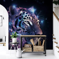 Wandbild „Neon-Leopard – Kosmische Begegnung“